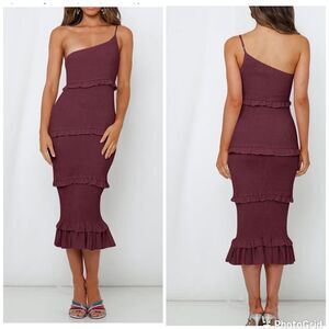 PRETTYGARDEN Women's One Shoulder Strap Ruffle Floral Boho Sundress Midi Dress